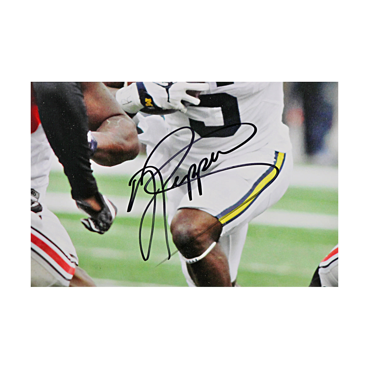 Jabril Peppers Signed Michigan Wolverines 16x20 vs OSU Framed Photo (SC COA) - Signature View