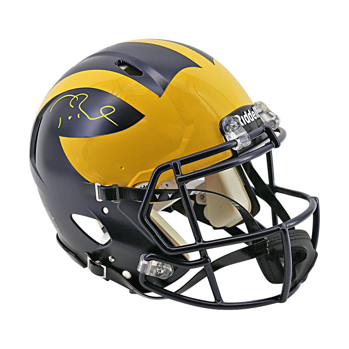 Tom Brady Signed Michigan Riddell Speed FS Authentic Helmet (Fanatics) - Front Side View