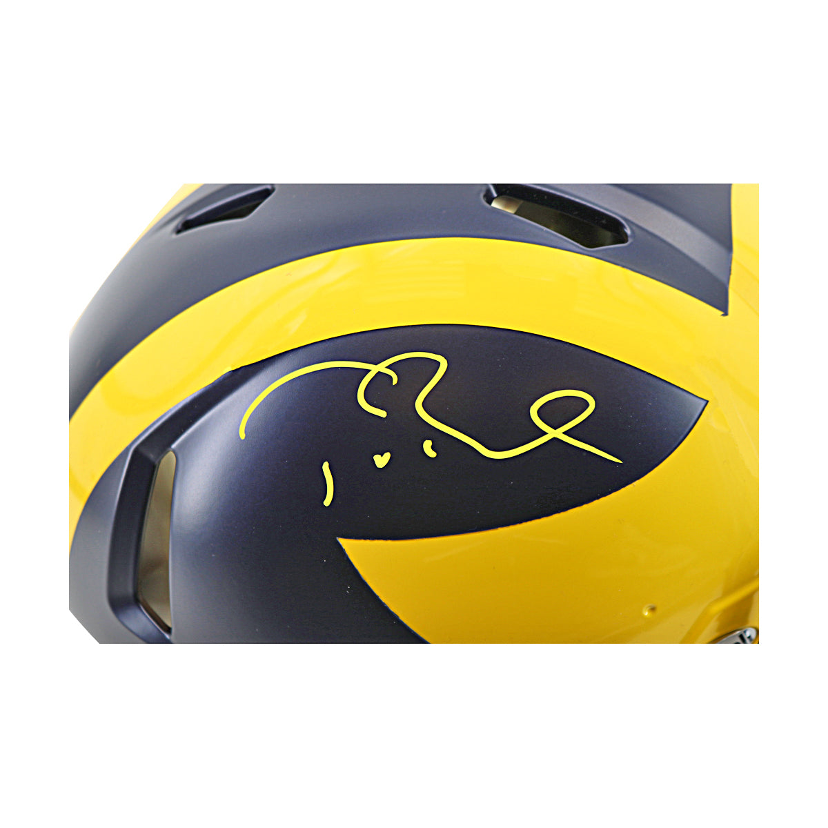 Tom Brady Signed Michigan Riddell Speed FS Authentic Helmet (Fanatics) - Signature View