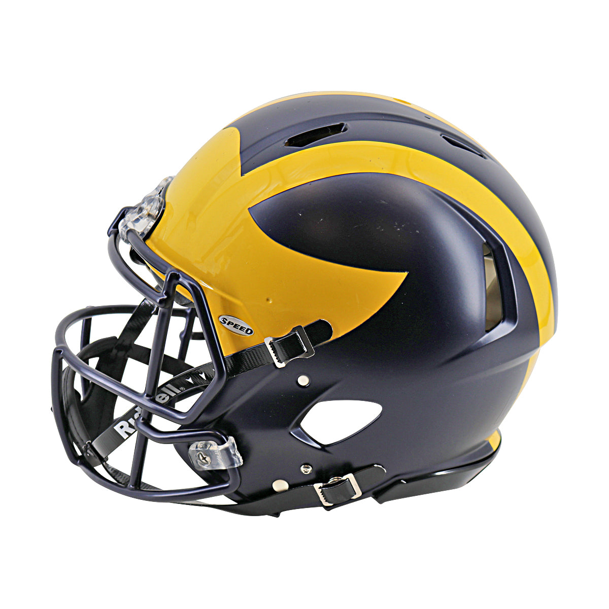 Tom Brady Signed Michigan Riddell Speed FS Authentic Helmet (Fanatics) - Left View