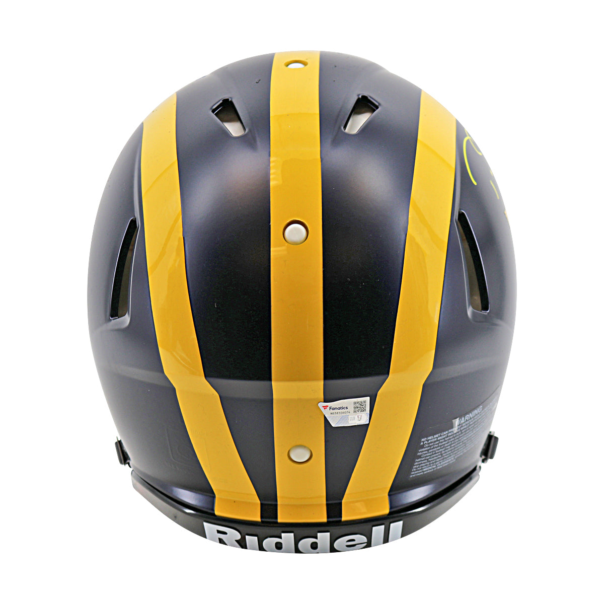 Tom Brady Signed Michigan Riddell Speed FS Authentic Helmet (Fanatics) - Back View