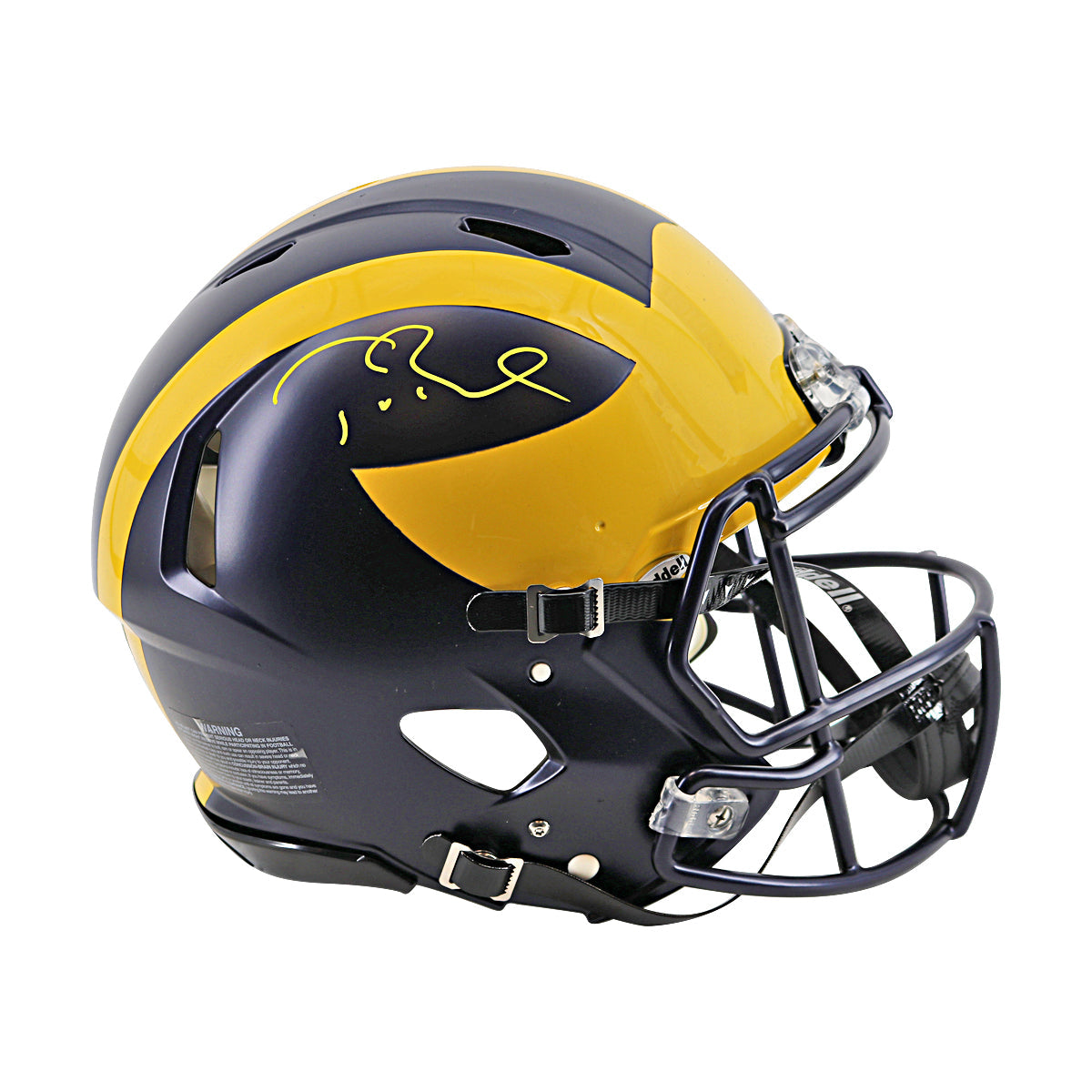 Tom Brady Signed Michigan Riddell Speed FS Authentic Helmet (Fanatics) - Right Side View