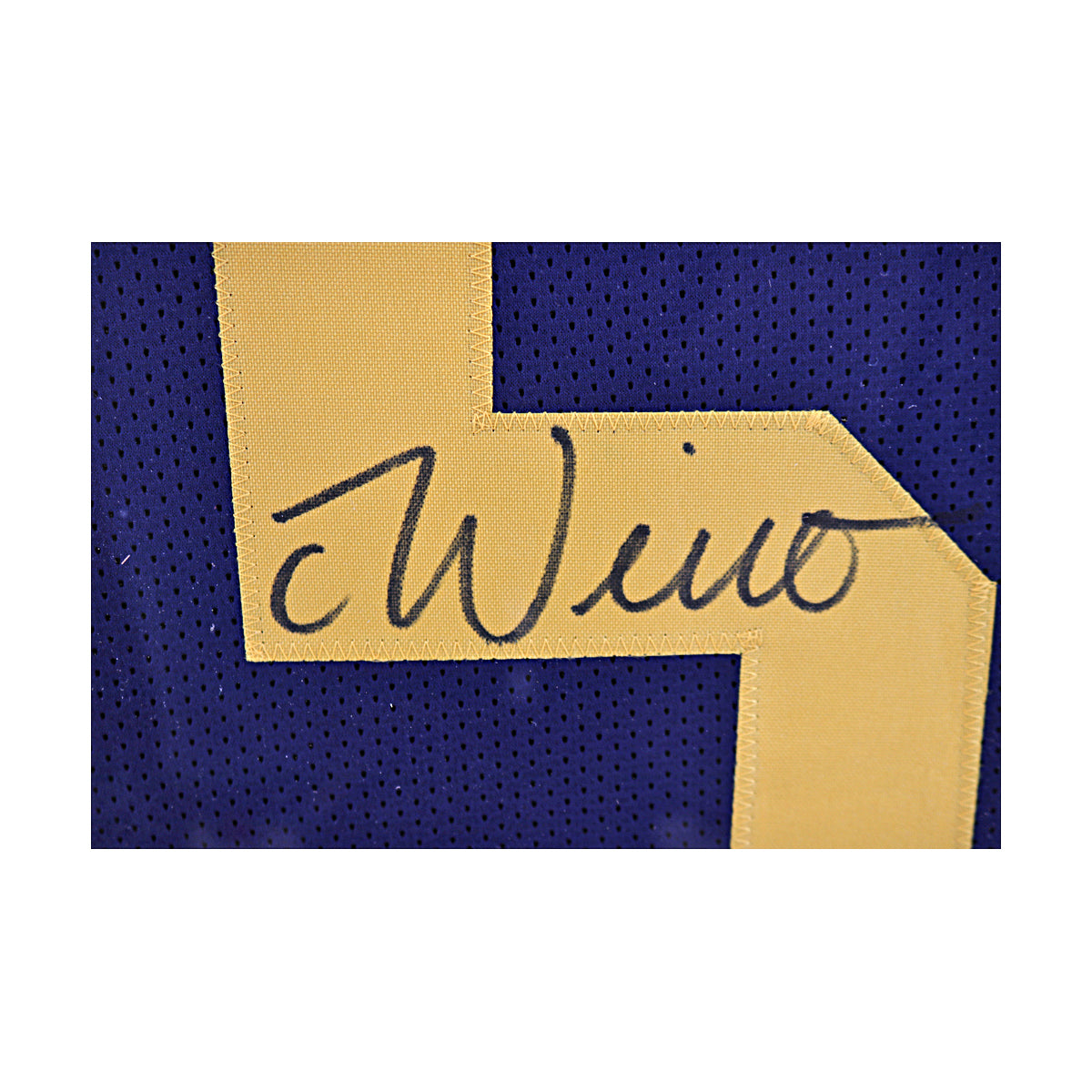 Chase Winovich Signed Michigan Framed Pro-Style Blue Jersey (Beckett Auth) - Signature View