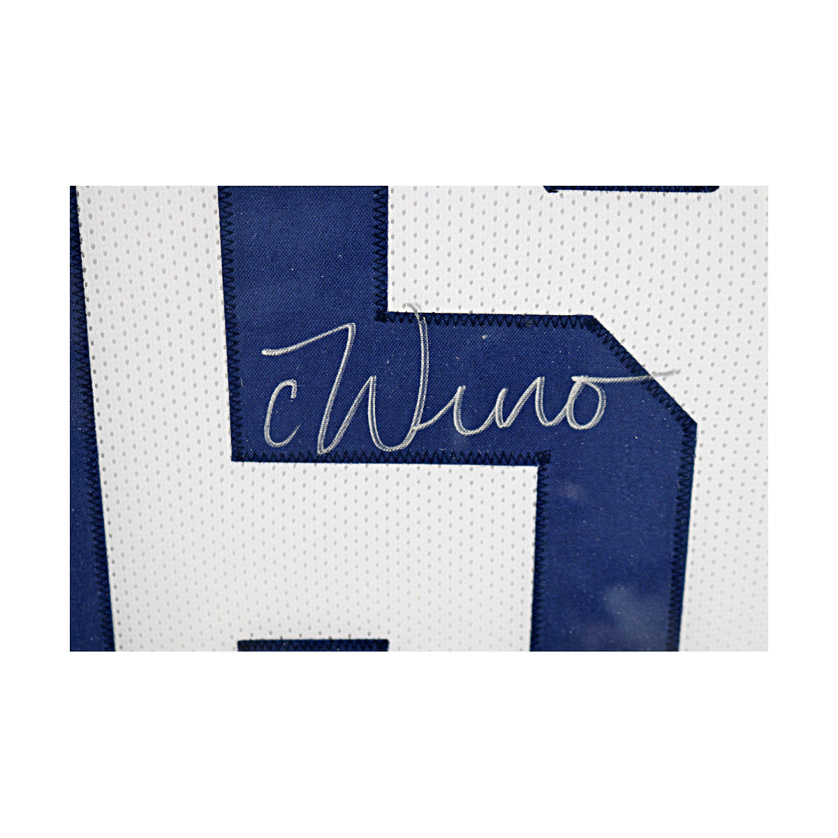 Chase Winovich Signed Michigan Framed Pro-Style White Jersey (Beckett Auth) - Signature View