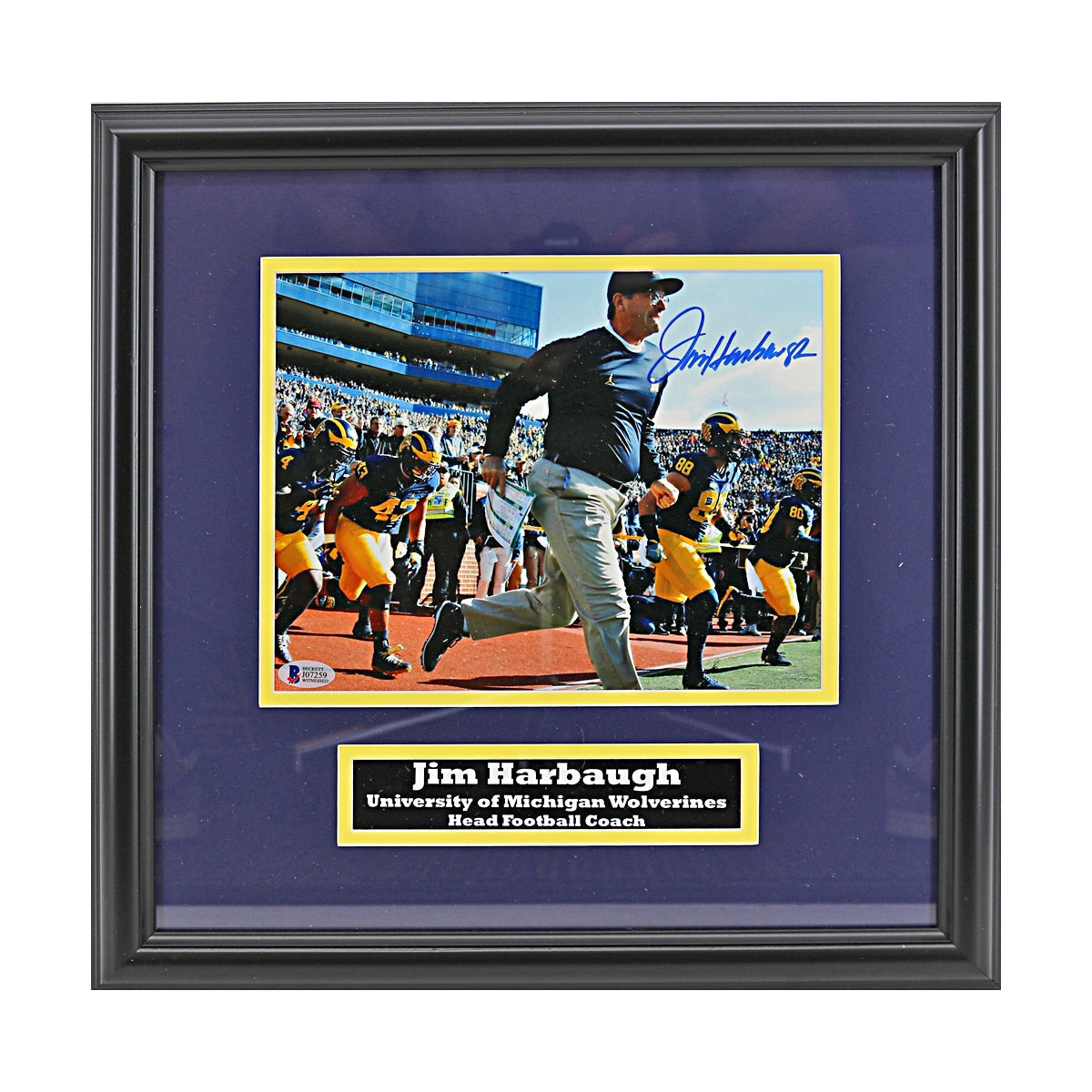 Jim Harbaugh Signed Michigan Wolverines 8x10 Framed Photo (Beckett COA) - Front View