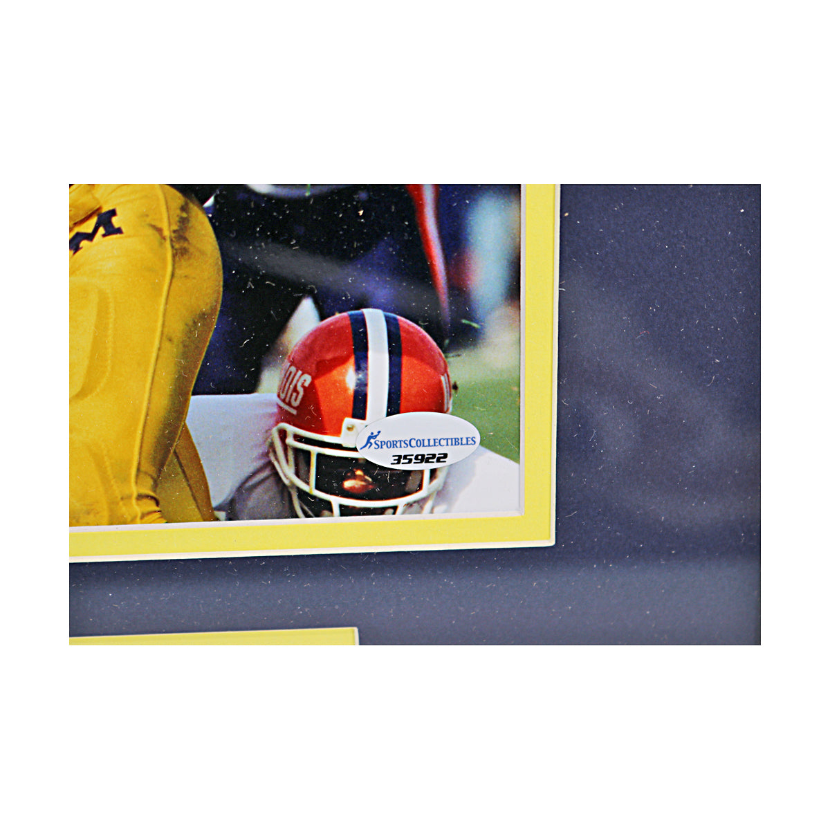 Anthony Thomas Signed Michigan Wolverines 8x10 vs Illinois Framed Photo (SC COA) In Navy - Sticker View