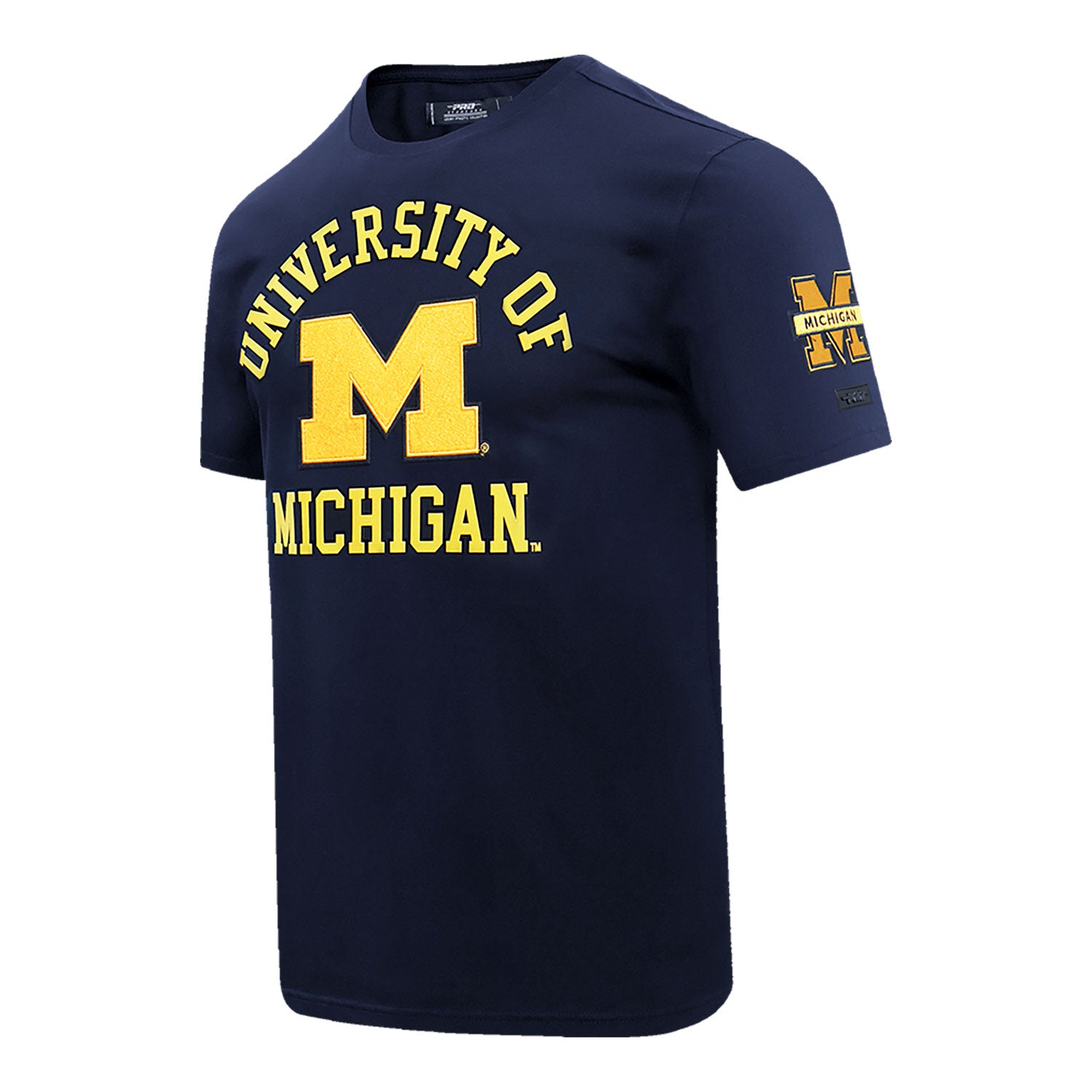 Michigan Wolverines Classic Stacked Logo SJ Tee In Navy - Front Side View