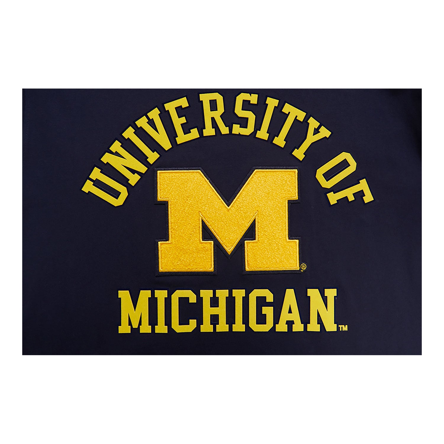 Michigan Wolverines Classic Stacked Logo SJ Tee In Navy - Patch View