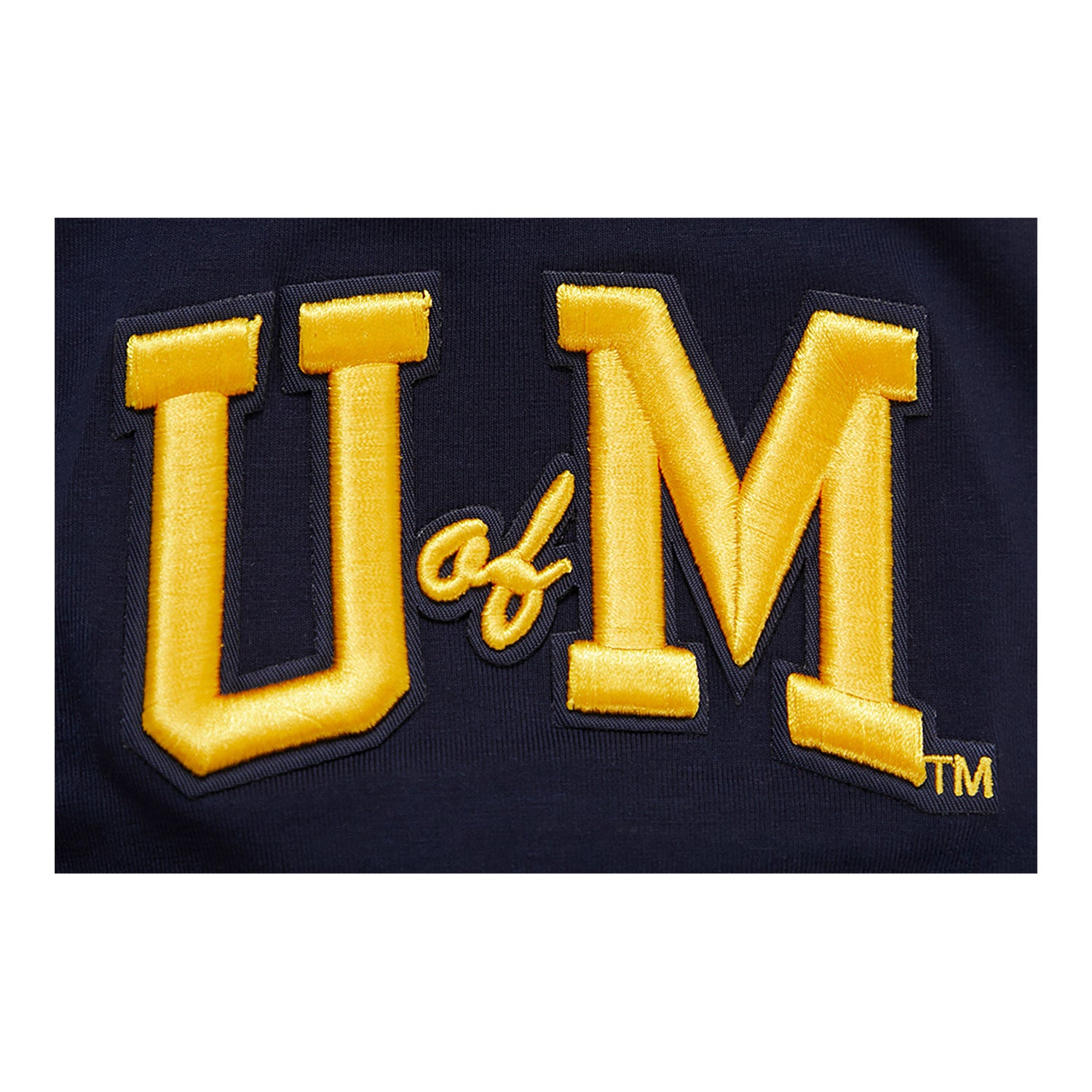 Michigan Wolverines Classic Stacked Logo SJ Tee In Navy - Patch View 2