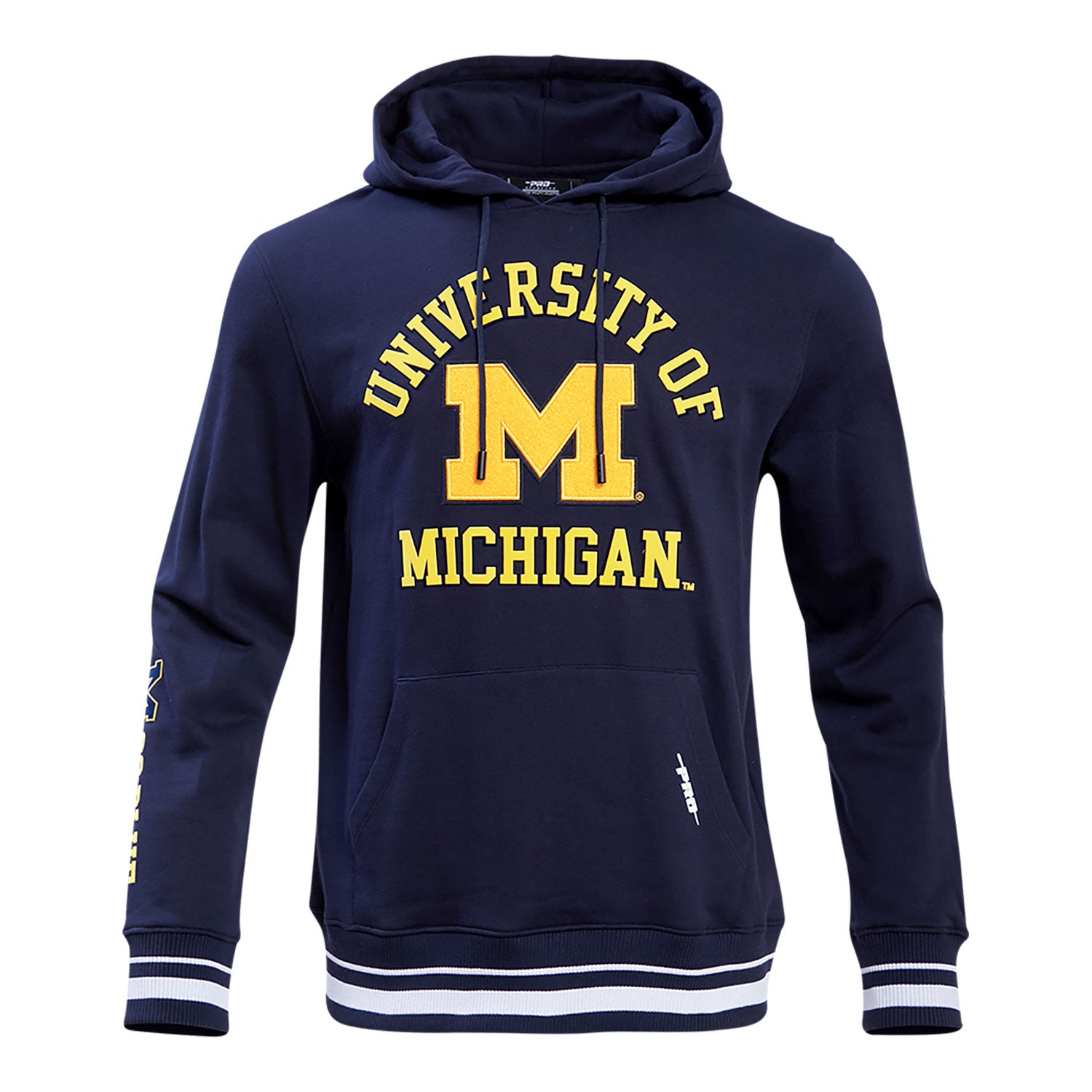 Michigan Wolverines Classic Stacked Logo Fleece Pullover Hoodie In Navy - Front View