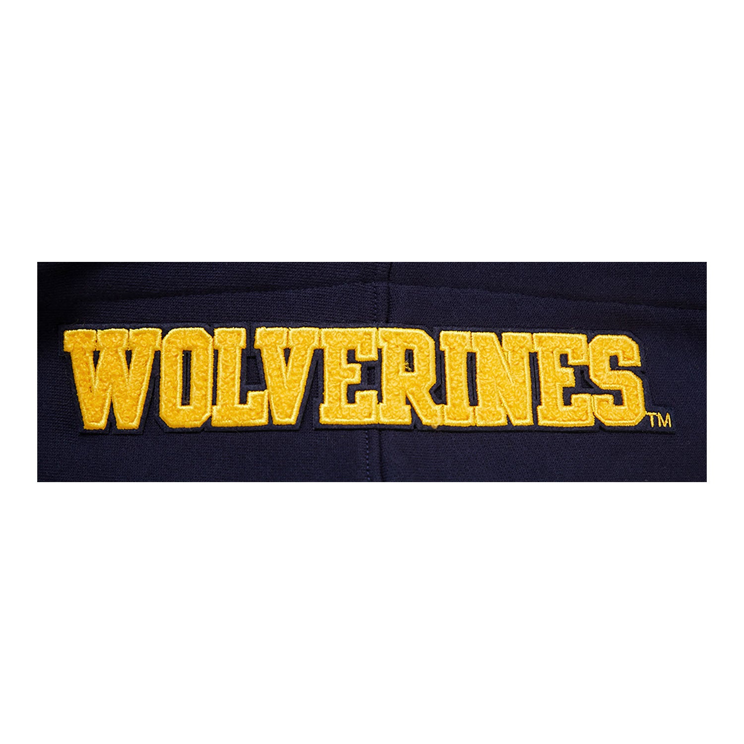 Michigan Wolverines Classic Stacked Logo Fleece Pullover Hoodie In Navy - Patch View