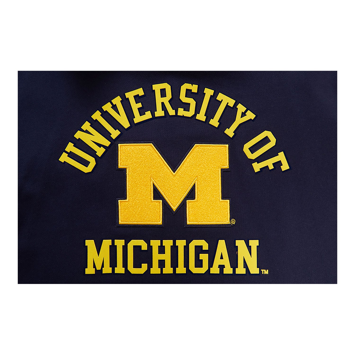 Michigan Wolverines Classic Stacked Logo Fleece Pullover Hoodie In Navy - Patch View 2