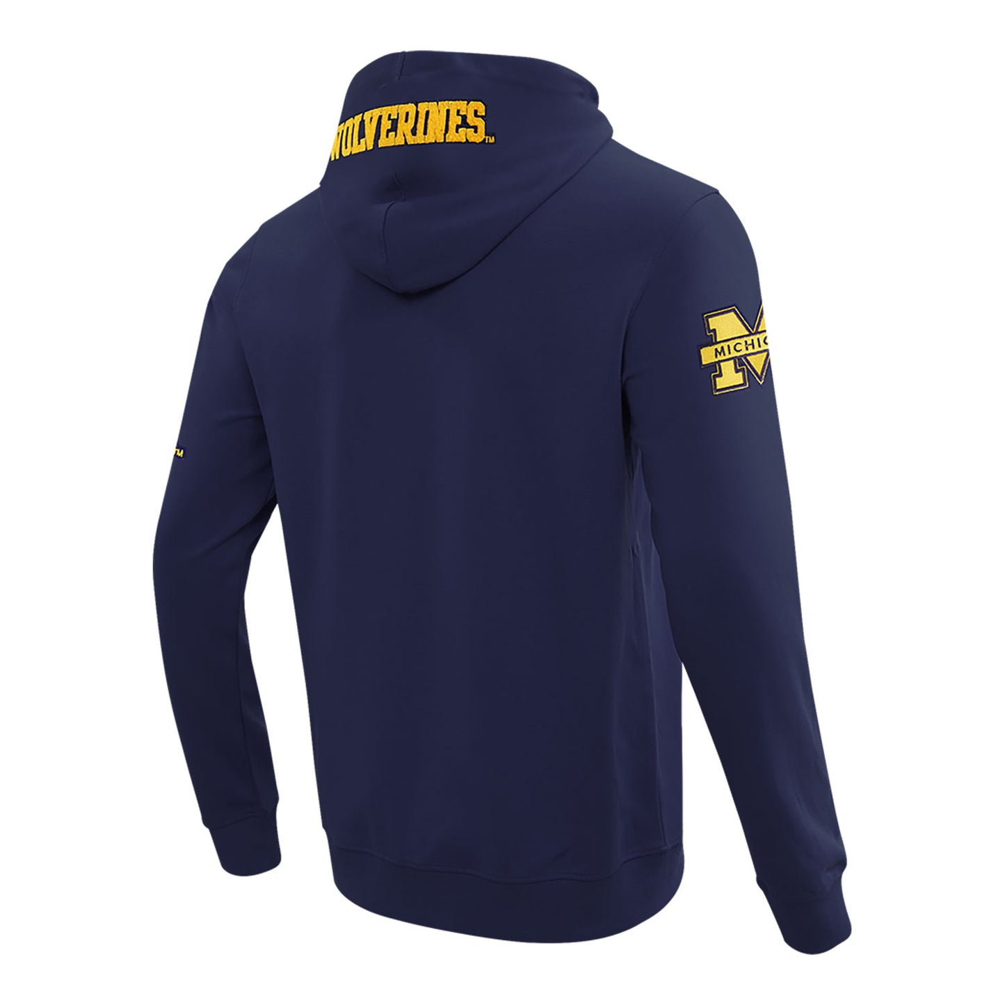 Michigan Wolverines Classic DK Navy Full-Zip Pullover Hoodie In Navy - Back Side View