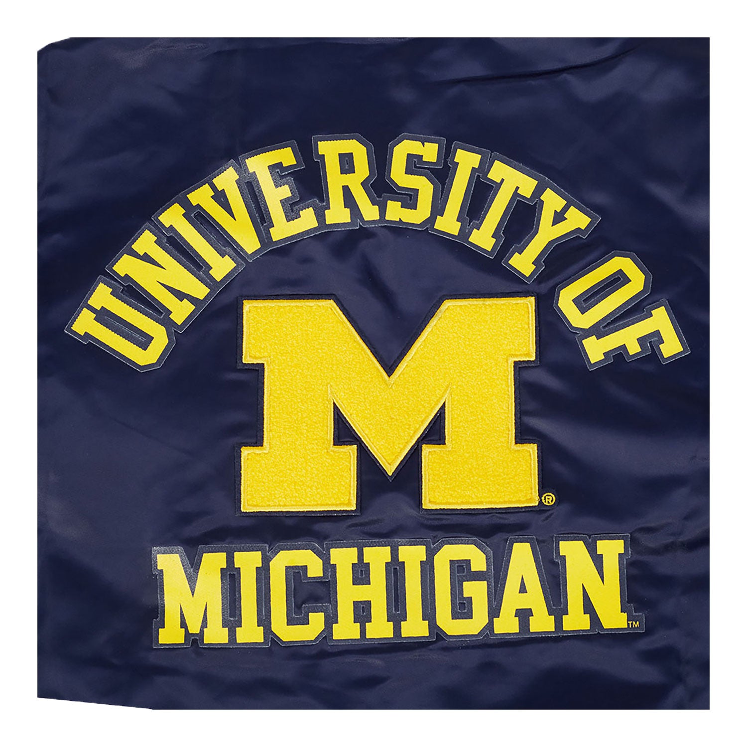 Michigan Wolverines Classic Rib Satin Jacket in Navy - Patch View 4