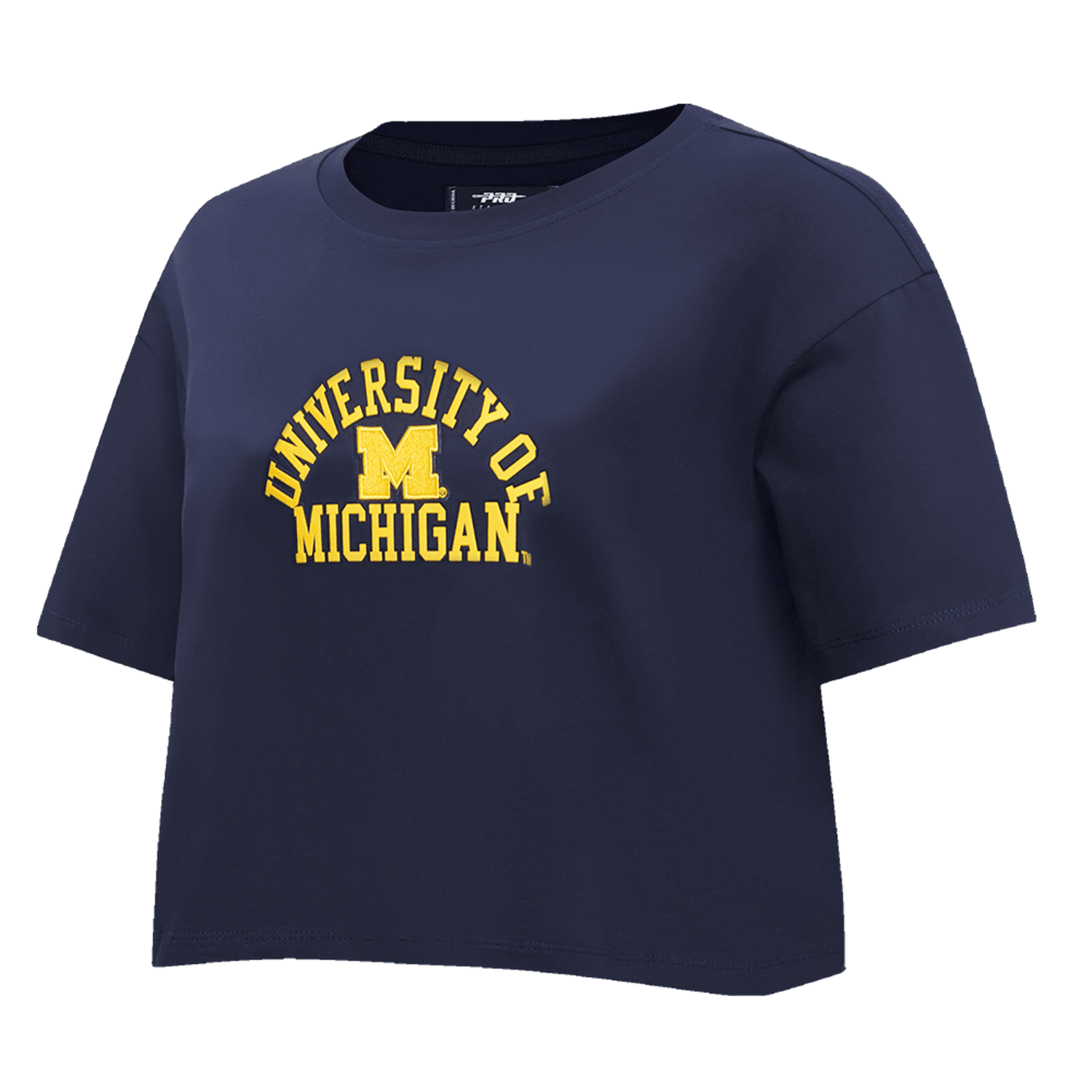 Michigan Wolverines Ladies Classic Navy SJ Boxy Tee In Navy - Front Left View