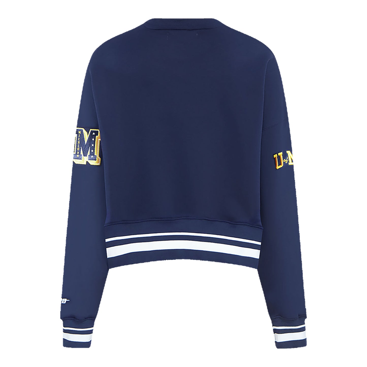 Michigan Wolverines Classic Ladies Ribbed Fleece Crewneck Sweatshirt In Navy - Back View