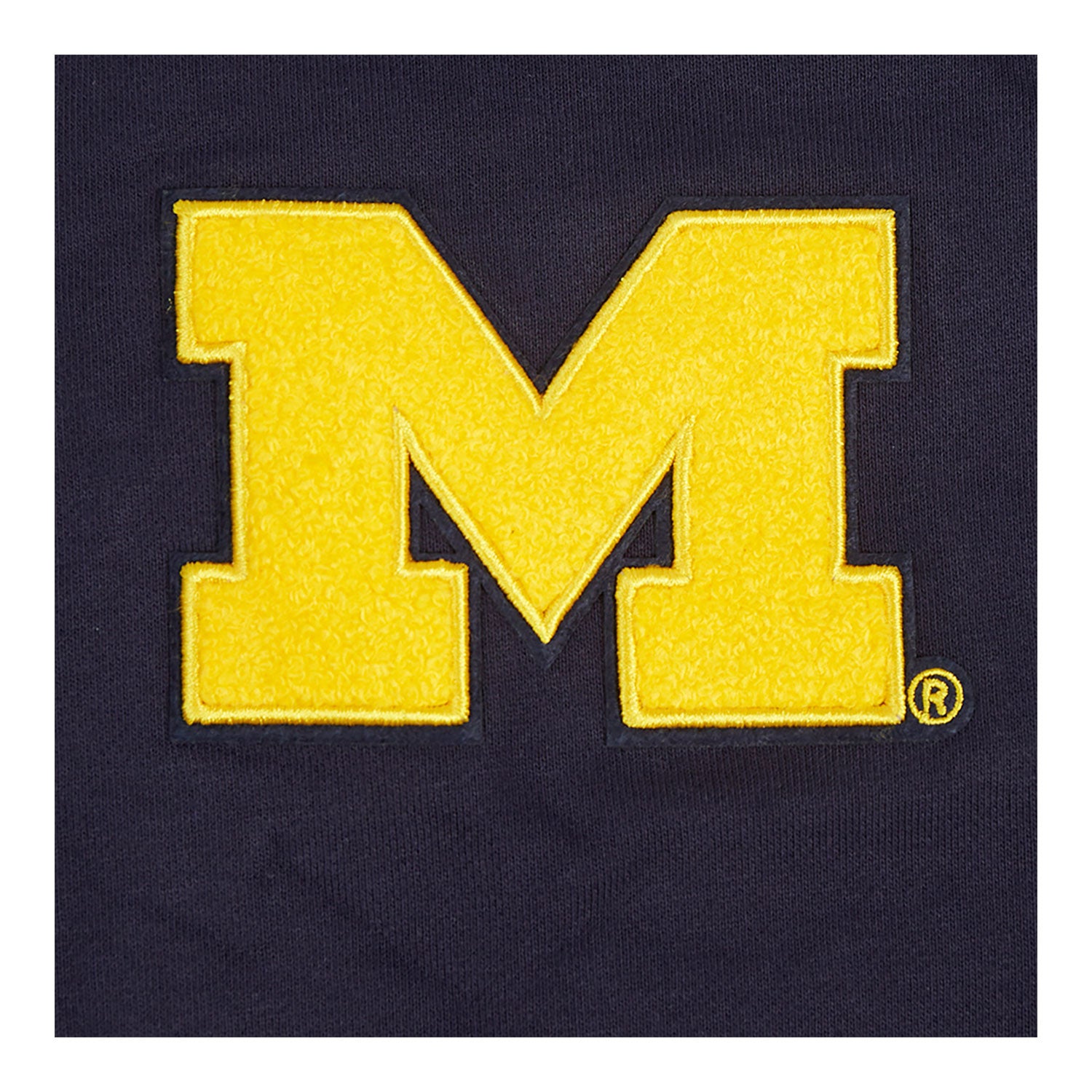 Michigan Wolverines Classic Ladies Ribbed Fleece Crewneck Sweatshirt In Navy - Patch View