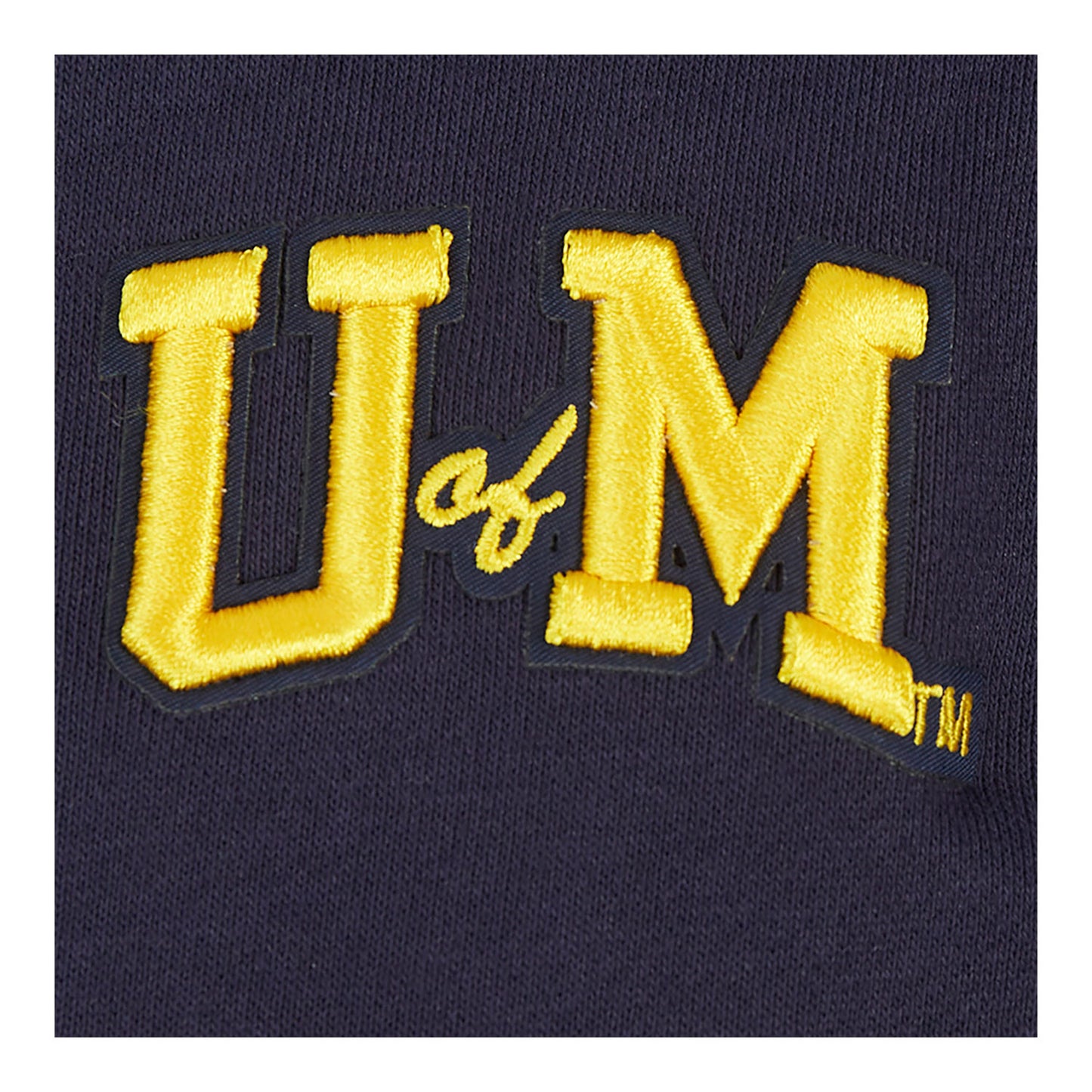 Michigan Wolverines Classic Ladies Ribbed Fleece Crewneck Sweatshirt In Navy - Patch View 2