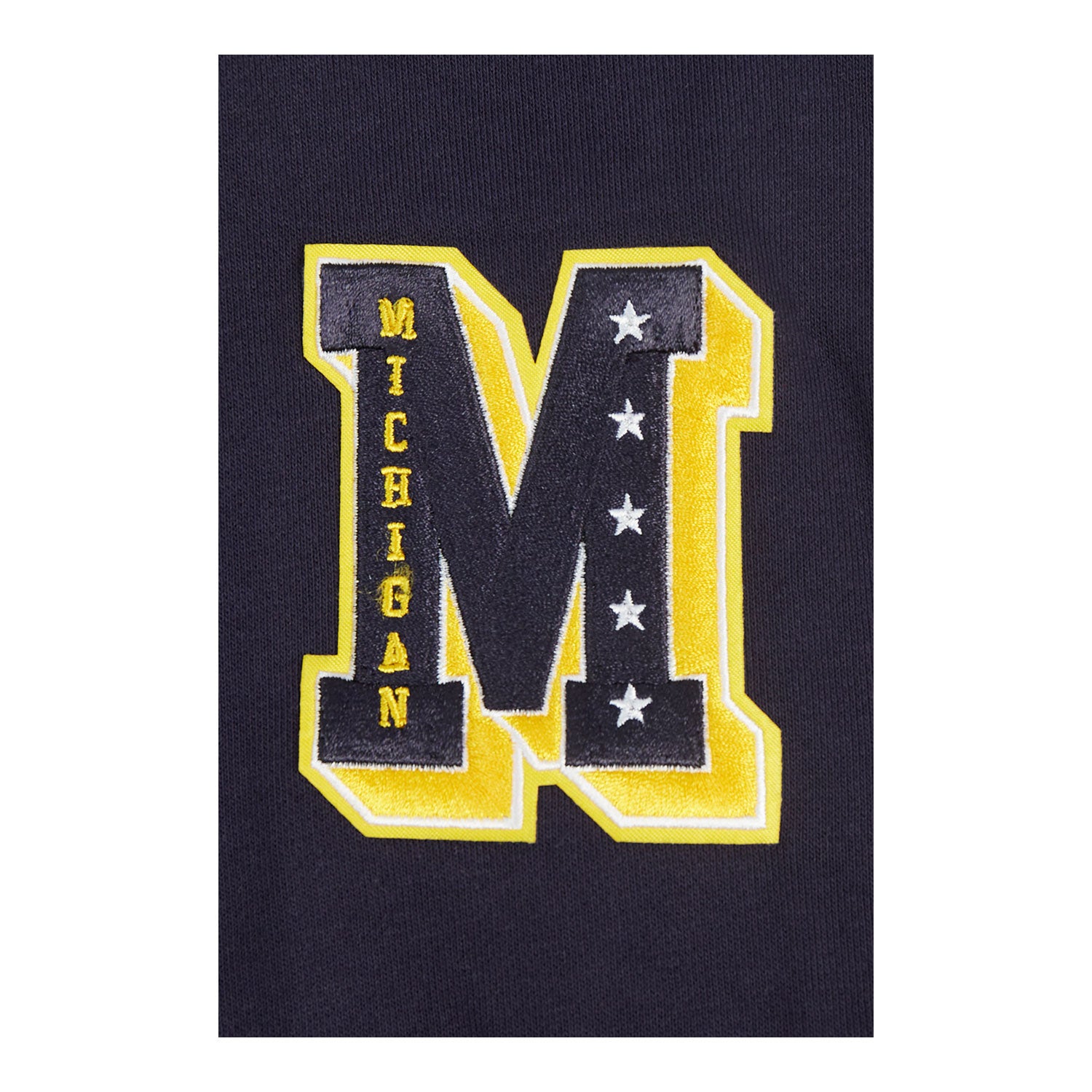 Michigan Wolverines Classic Ladies Ribbed Fleece Crewneck Sweatshirt In Navy - Patch View 3