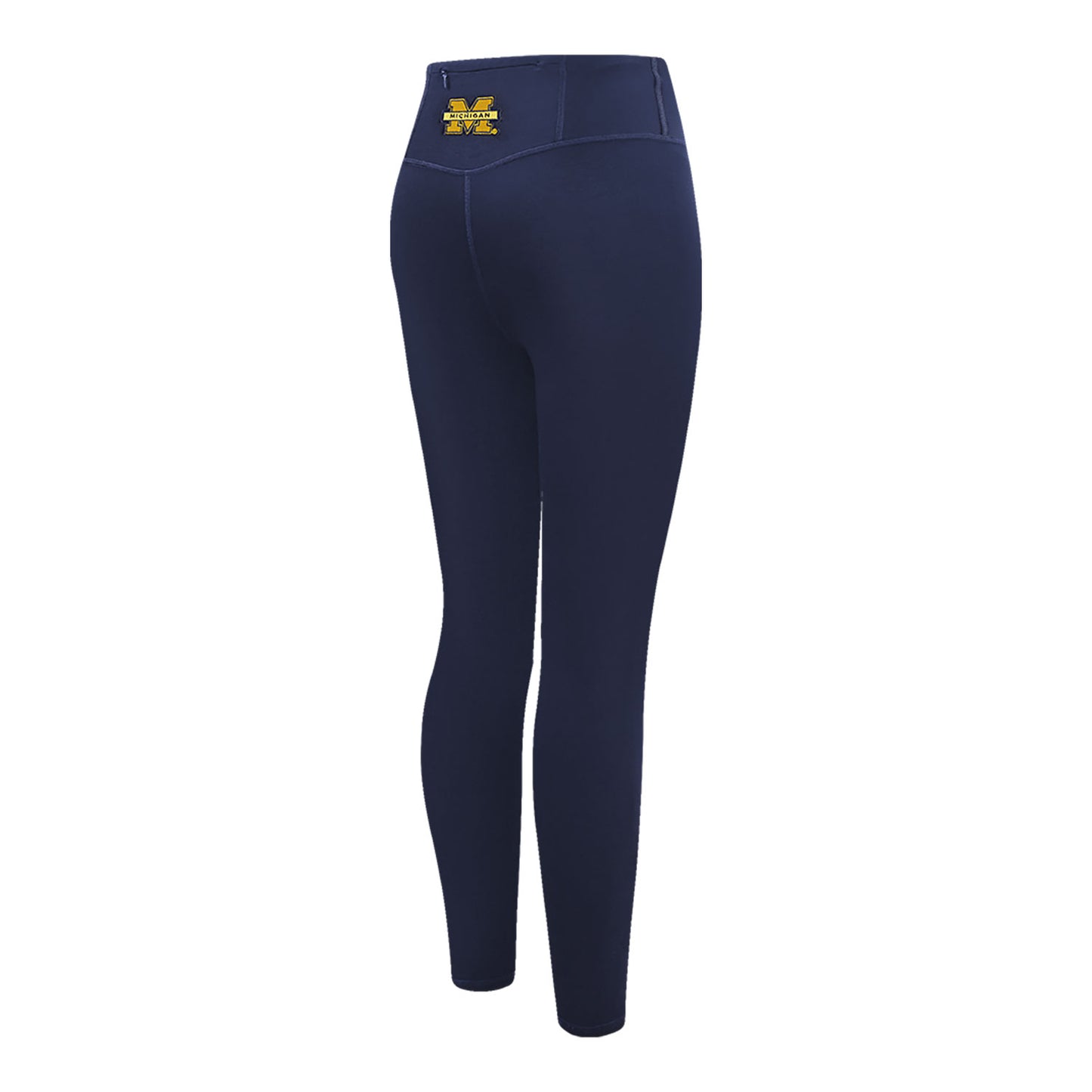 Michigan Wolverines Classic Ladies Jersey Leggings In Navy - Back Side View