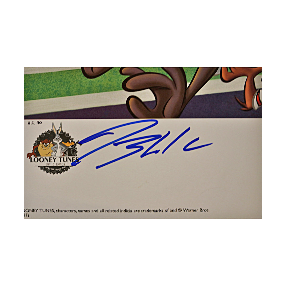 Blake Corum Donovan Edwards Dual Signed 19x22.5 Bo Knows Bugs HC 40 Litho (JSA Holo) - Signature View