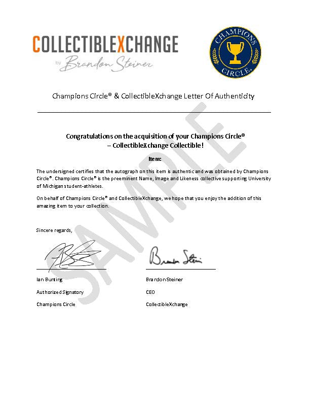 Corum, Zinter, McGregor, Loveland, Graham Michigan Wolverines Autographed Signed 5 Signature 2023 National Champions Logobrands Football with Custom Designed Glass Case In Case - CA View