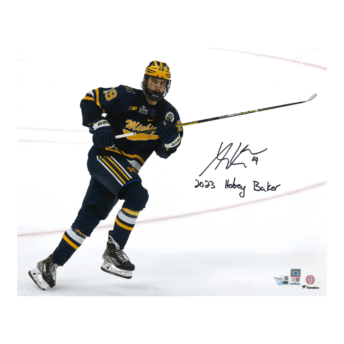 Adam Fantilli Michigan Autographed Signed 23 Hobey Baker 16x20 Photo (Fanatics Auth) - Front View