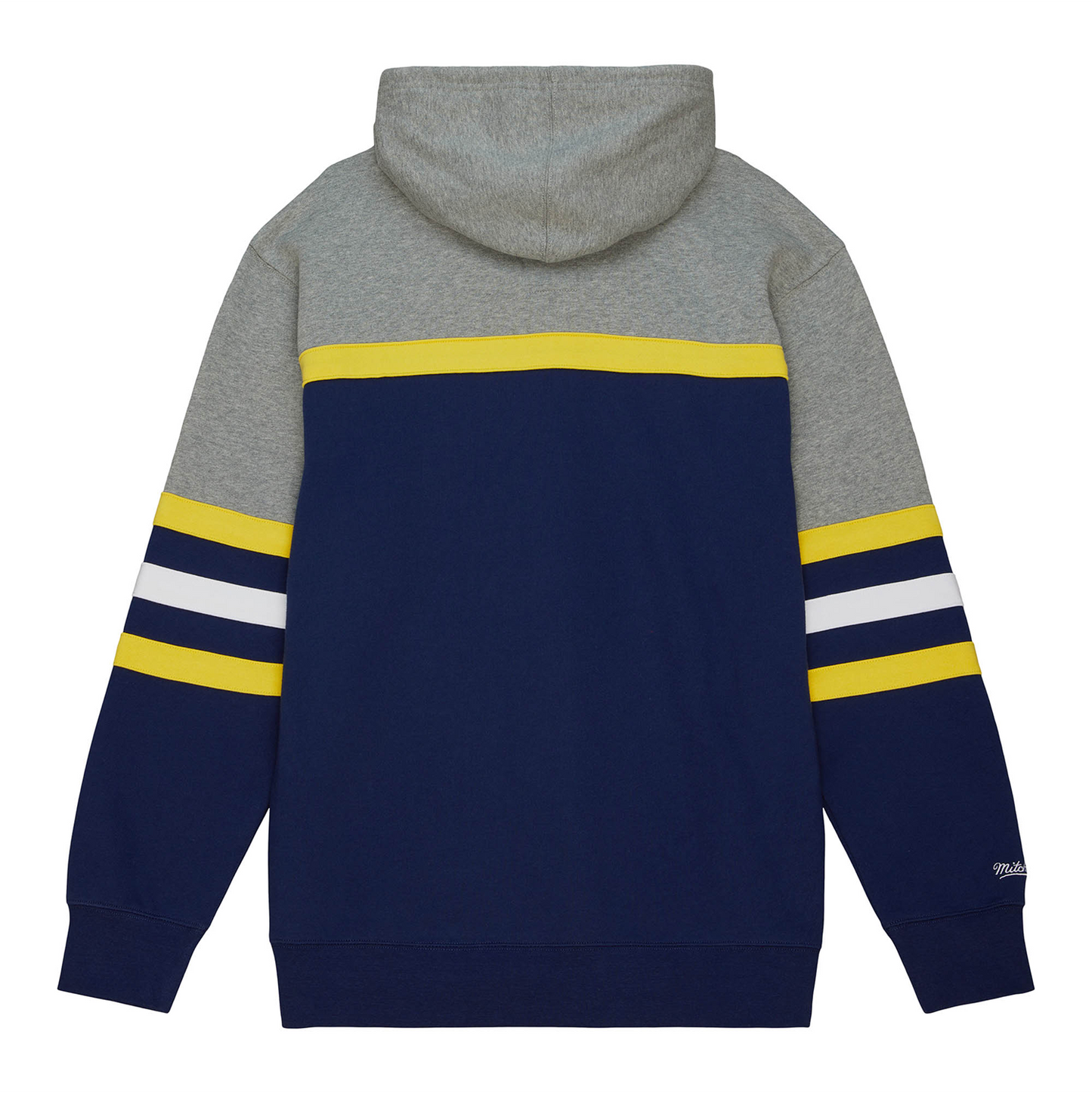 Michigan Wolverines Maize Head Coach Fashion Hoodie In Navy - Back View