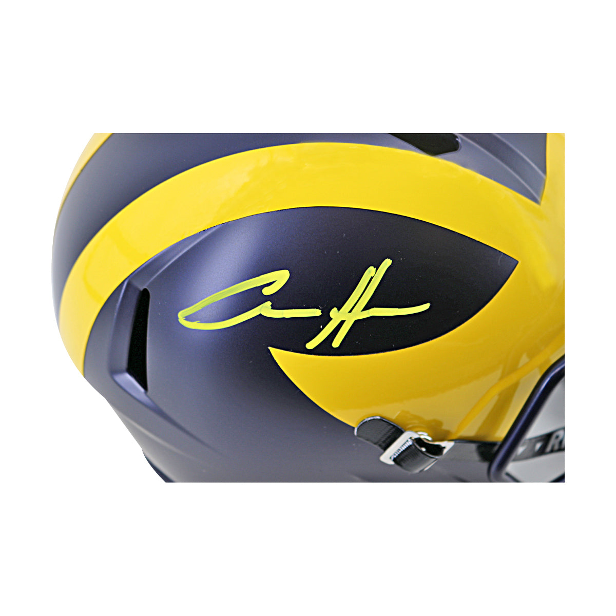 Aidan Hutchinson Michigan Autographed Signed Riddell Full Size Replica Speed Helmet (Beckett Auth) - Signature View