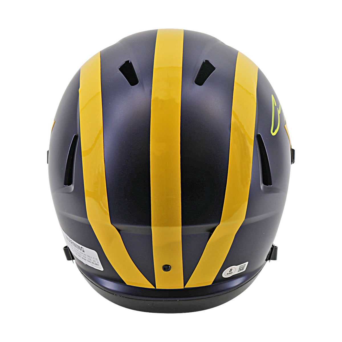 Aidan Hutchinson Michigan Autographed Signed Riddell Full Size Replica Speed Helmet (Beckett Auth) - Back View