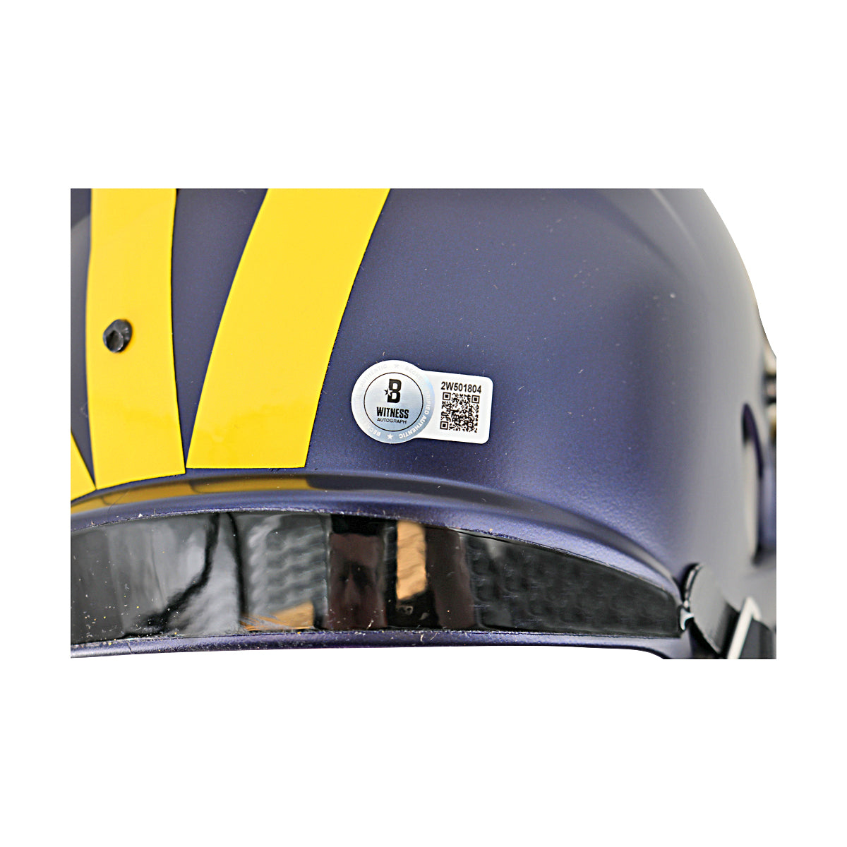 Aidan Hutchinson Michigan Autographed Signed Riddell Full Size Replica Speed Helmet (Beckett Auth) - Sticker View