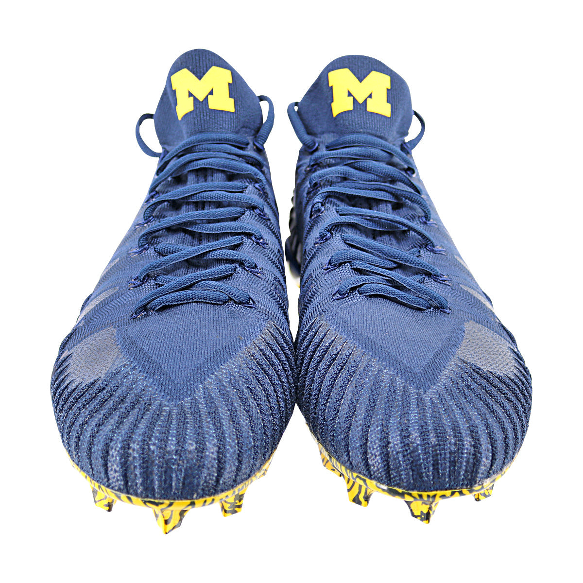 Jordan Brand Alpha Menace Elite University of Michigan Team Issued Cleats Size 12.5 In Blue - Front View