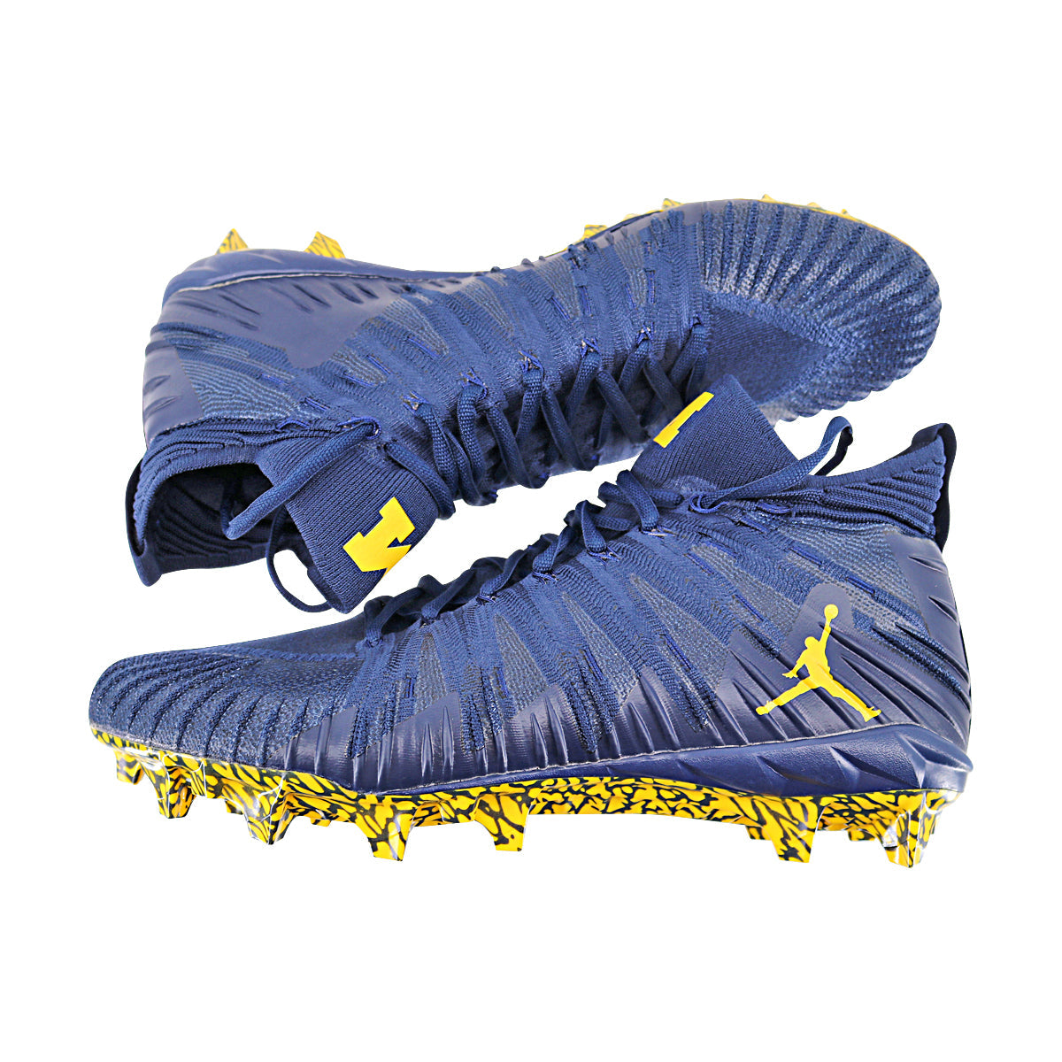 Jordan Brand Alpha Menace Elite University of Michigan Team Issued Cleats Size 12.5 In Blue - Above View2
