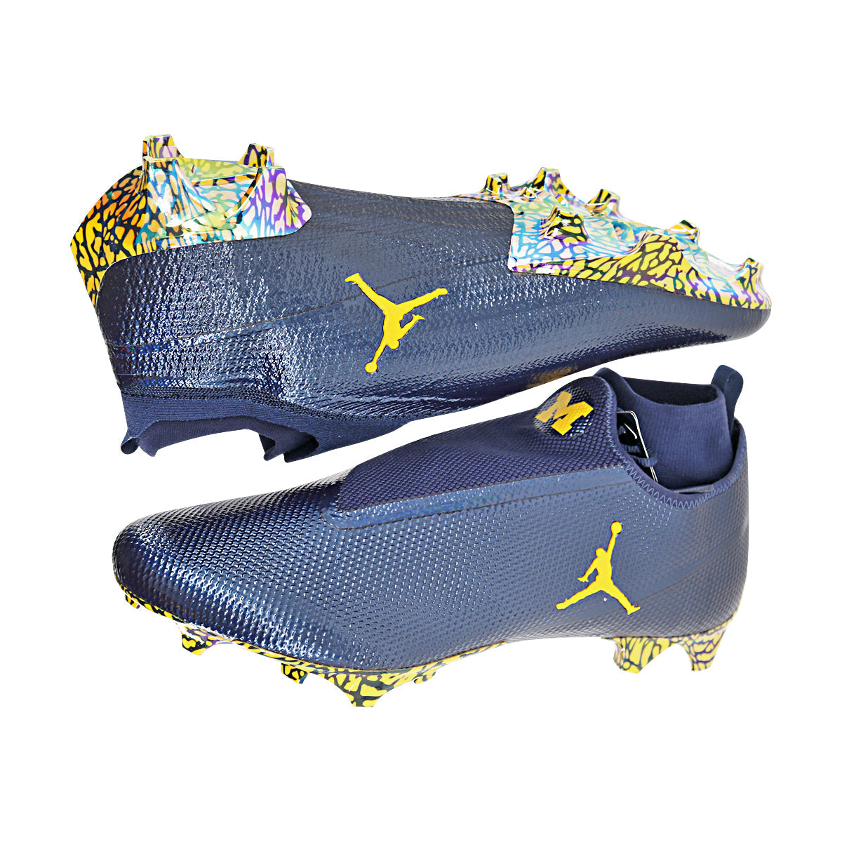 Jordan Brand Vapor Edge Elite Team Issued Michigan Wolverines Cleats Size 15 In Blue - Side View 2