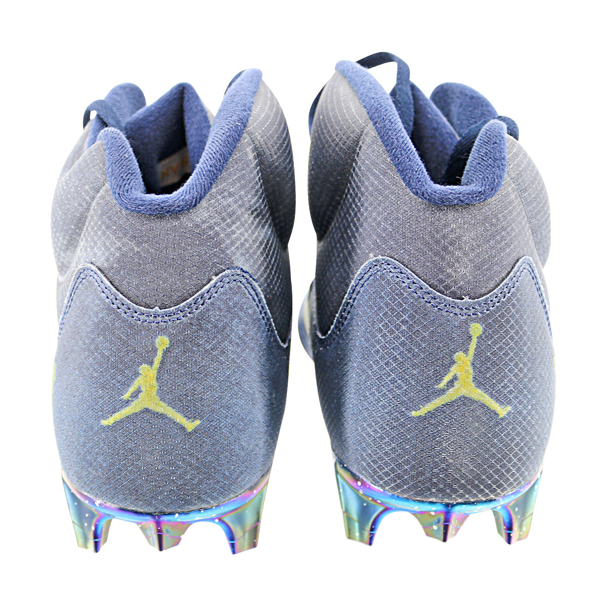 Jordan Brand Retro 5 Mid University of Michigan Team Issued Cleats Size: 17 In Blue - Back View
