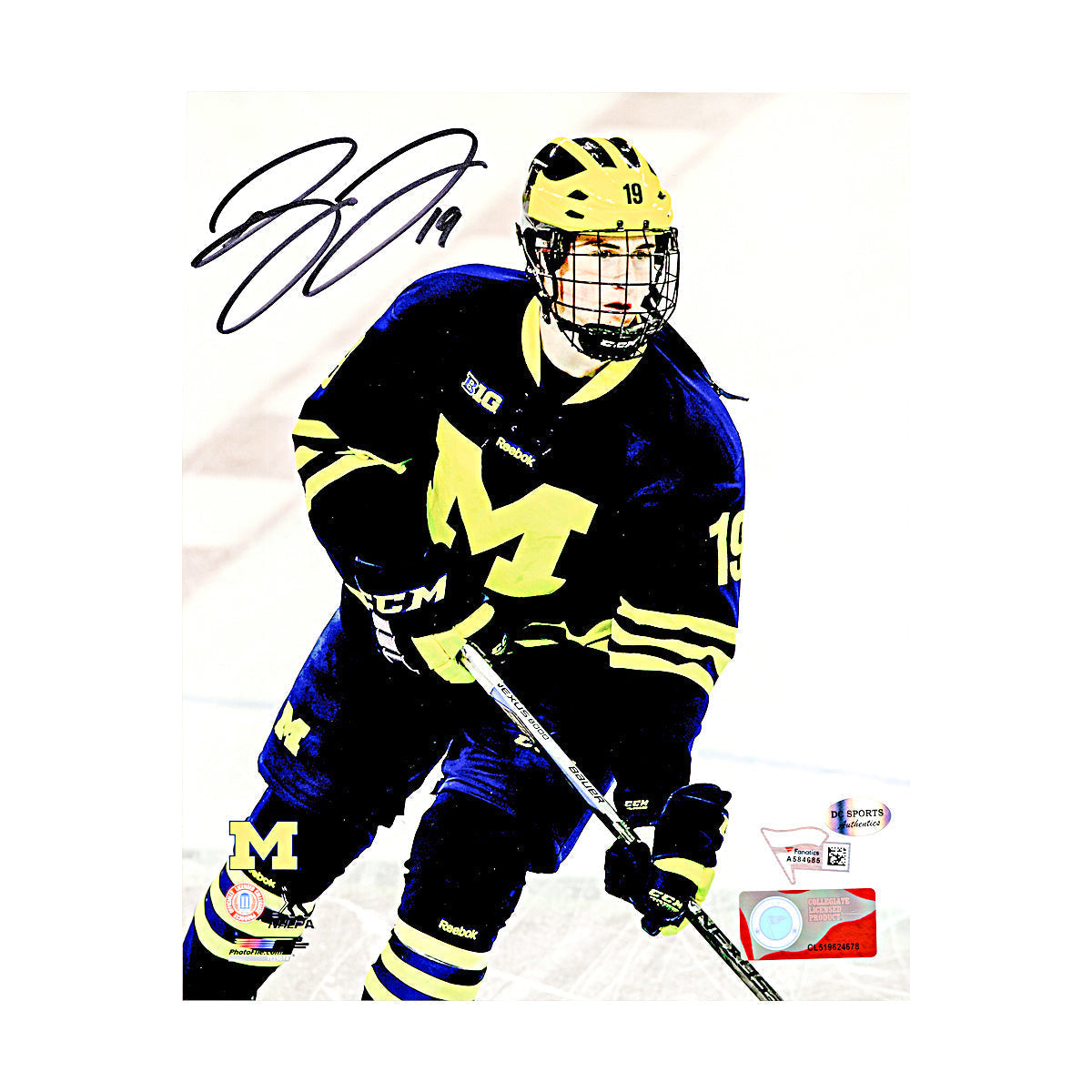 Dylan Larkin Autographed Signed Michigan Wolverines Hockey 8x10 Vertical Photo (Fanatics Auth) - Front View