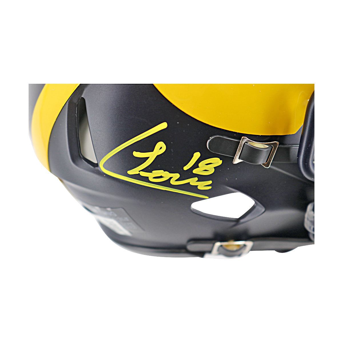 Colston Loveland Autographed Signed Michigan Wolverines Speed Mini Helmet (Beckett Auth) - Signature View