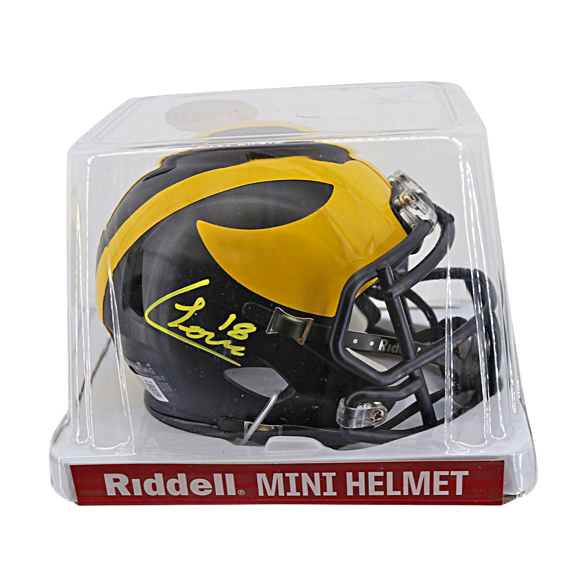 Colston Loveland Autographed Signed Michigan Wolverines Speed Mini Helmet (Beckett Auth) - In Case View