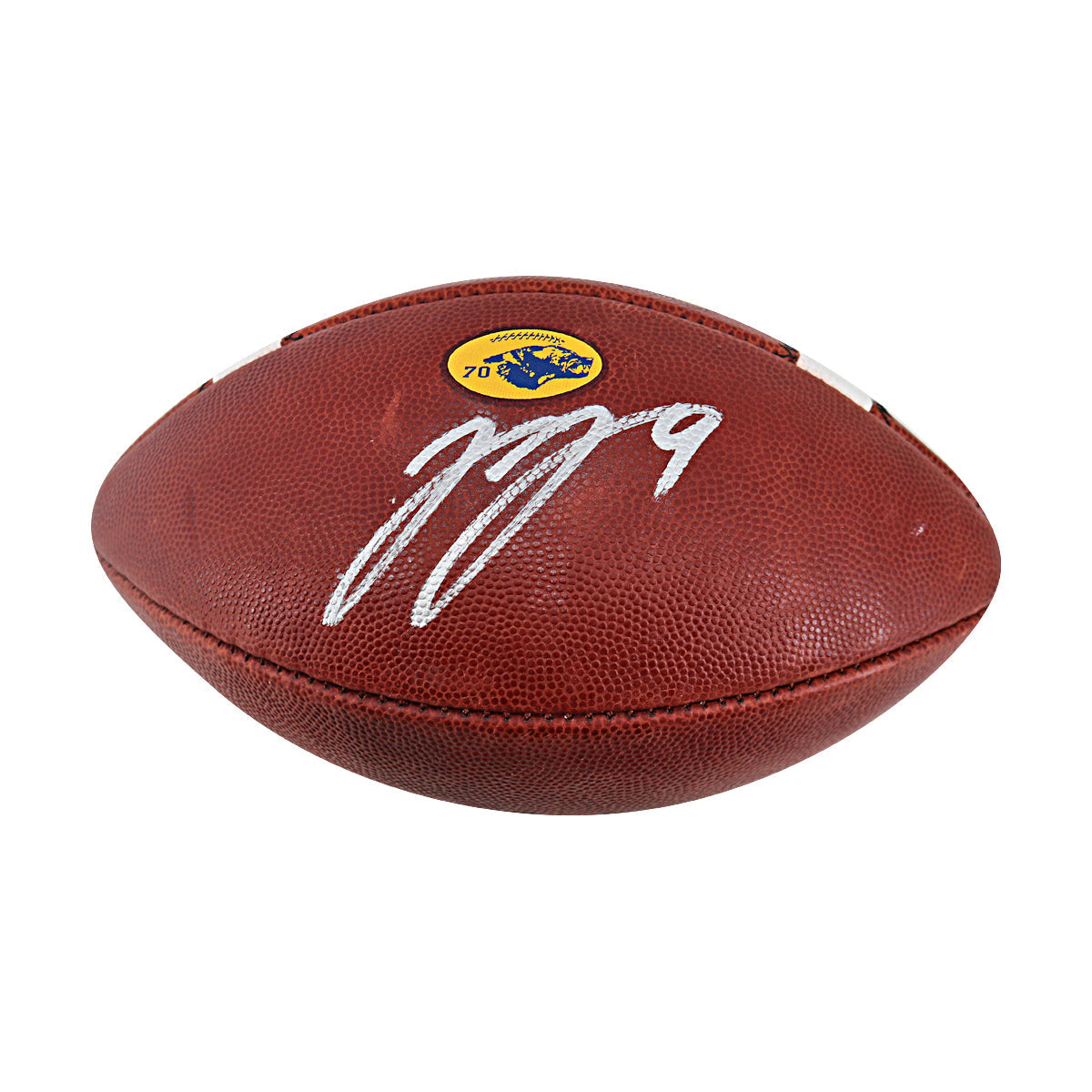 JJ McCarthy University of Michigan Autographed Team Issued Nike Vapor Elite Ball #70 Football (CX Auth) - Signature View