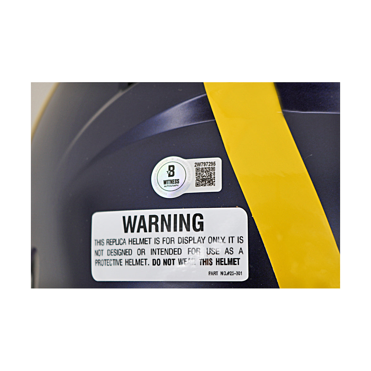 JJ McCarthy University of Michigan Autographed Riddell Full Size Replica Speed Helmet (Beckett Auth) - Sticker View