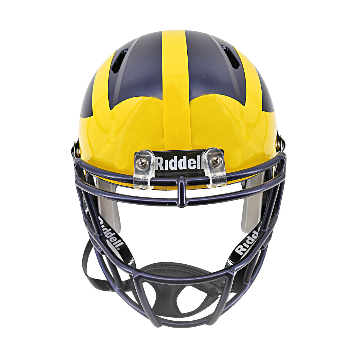 JJ McCarthy University of Michigan Autographed Riddell Full Size Replica Speed Helmet (Beckett Auth) - Front View