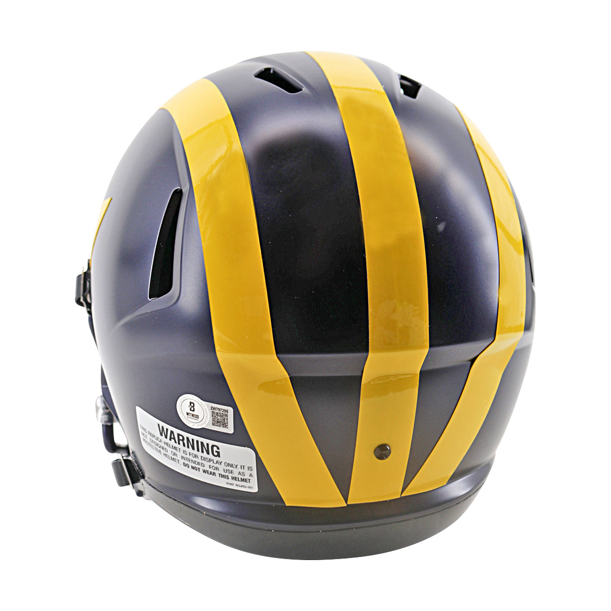 JJ McCarthy University of Michigan Autographed Riddell Full Size Replica Speed Helmet (Beckett Auth) - Back View