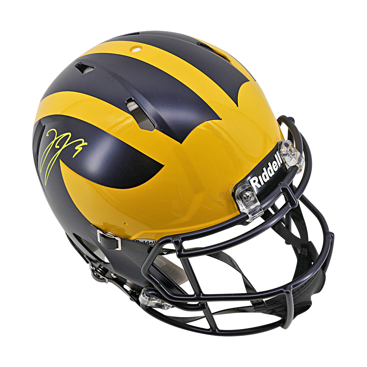 JJ McCarthy University of Michigan Autographed Riddell Full Size Authentic Speed Helmet (Beckett Auth) - Right Side View 2