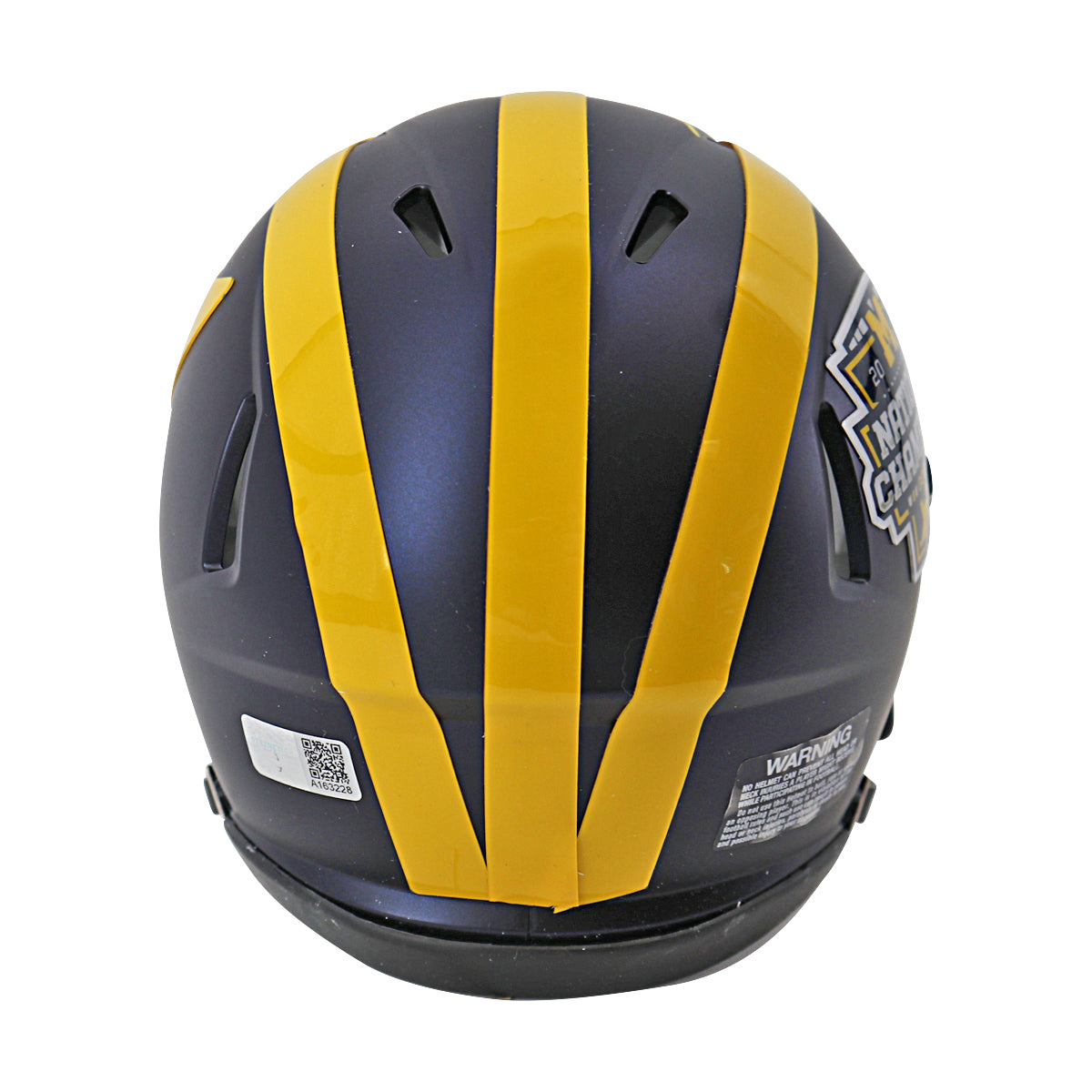 JJ McCarthy University of Michigan Autographed Riddell 2023 National Champions Mini Helmet (CX Auth) - Back View