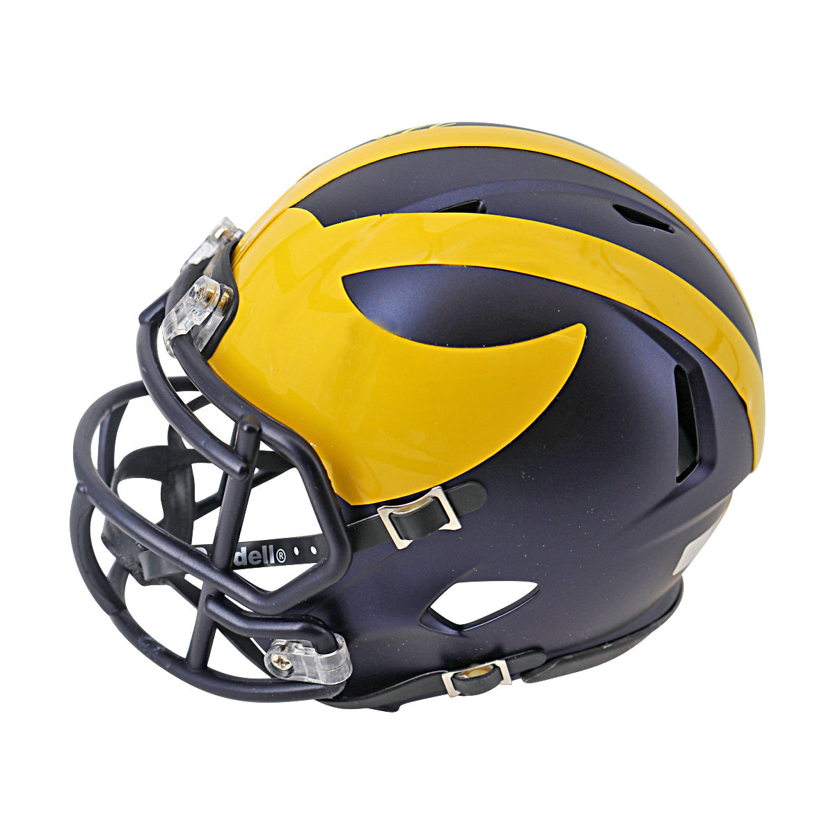 JJ McCarthy University of Michigan Autographed Riddell 2023 National Champions Mini Helmet (CX Auth) - Left Side View
