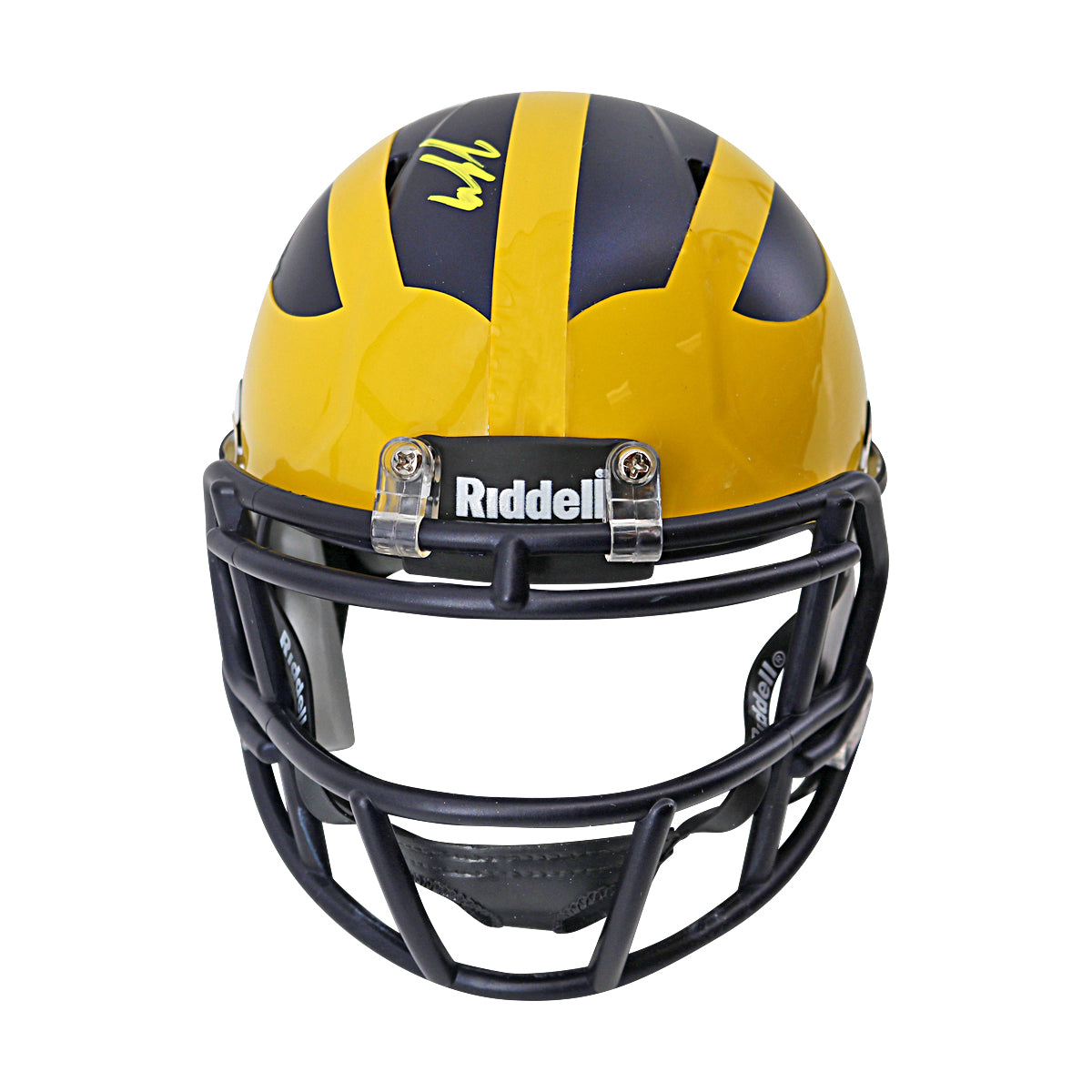 JJ McCarthy University of Michigan Autographed Riddell 2023 National Champions Mini Helmet (CX Auth) - Front View
