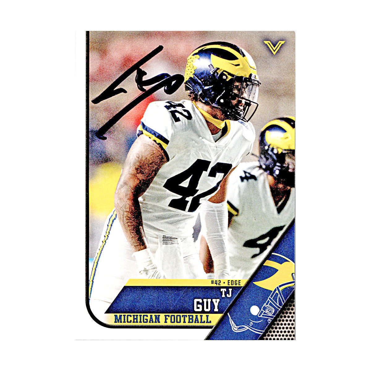 TJ Guy Michigan Wolverines Autographed Signed 2023 Valiant Trading Card (CX Champions Circle LOA) - Front View