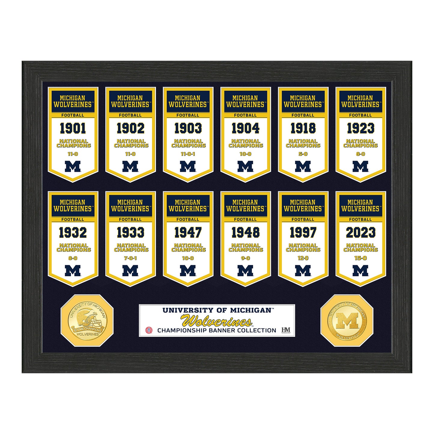Michigan Wolverines National Champs Banner Collection Bronze Coin Photo Mint - Front View