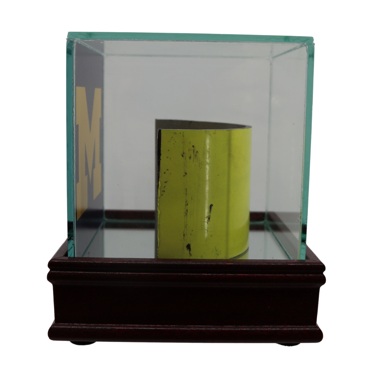 Michigan Wolverines Display Case with Authentic Big House Goalpost Piece - Side View 2