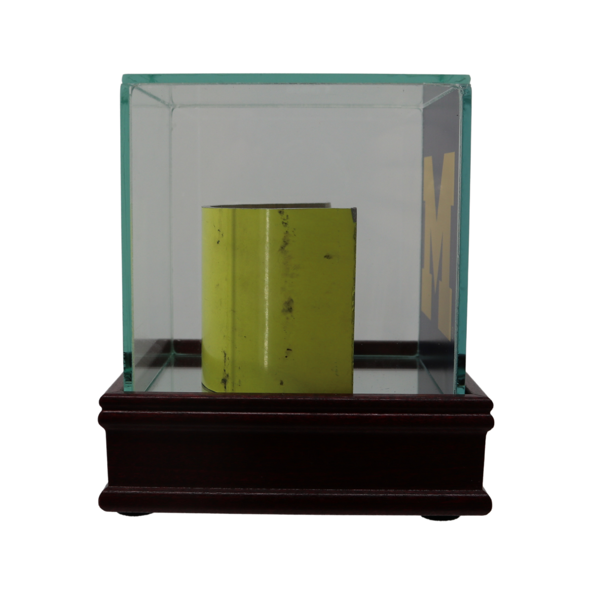 Michigan Wolverines Display Case with Authentic Big House Goalpost Piece - Side View